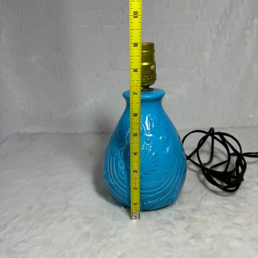 Disney Vintage Little Mermaid Lamp Blue Ceramic 1989 Base only no Shade - Picture 9 of 10